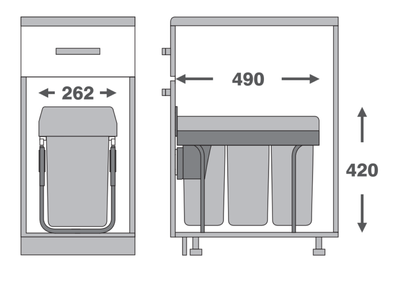 Thùng Rác Âm Tủ Ba Ngăn Loại 30 Lít Taura Db-310Cs 2