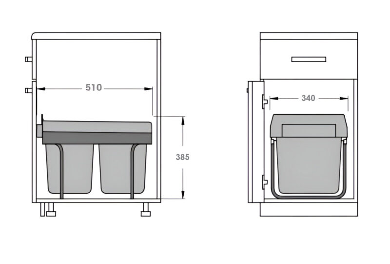 Thùng Đựng Rác 2 Khoang Âm Tủ Taura Db-18As 2