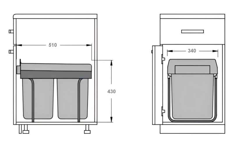 Thùng Rác Đôi Âm Tủ Thông Minh Cánh Mở Taura Db-20As 2