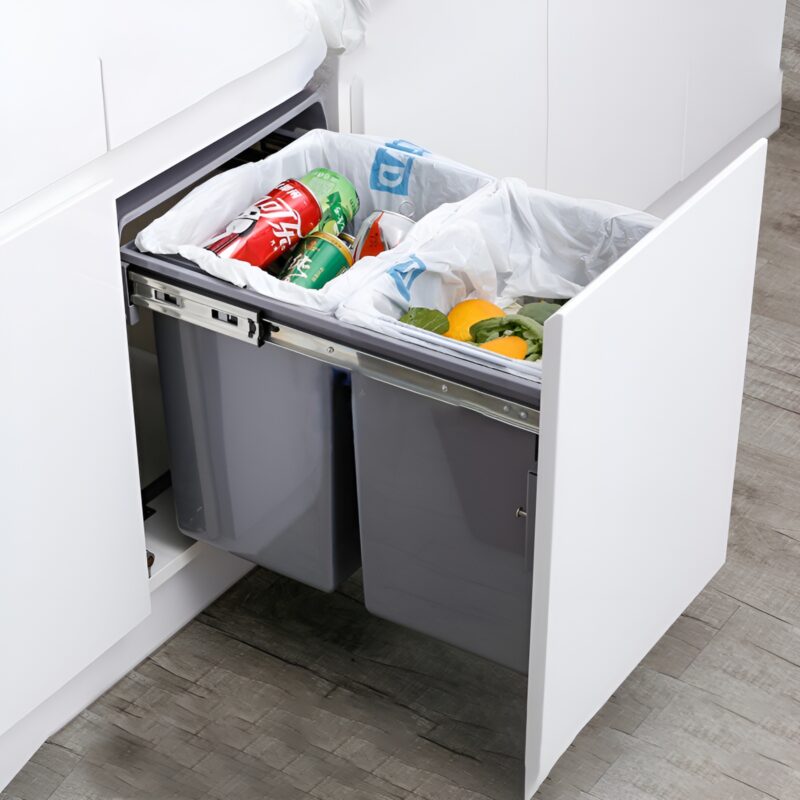 Thùng Rác Âm Tủ 2 Khoang Cánh Kéo Taura Db-20Cs
