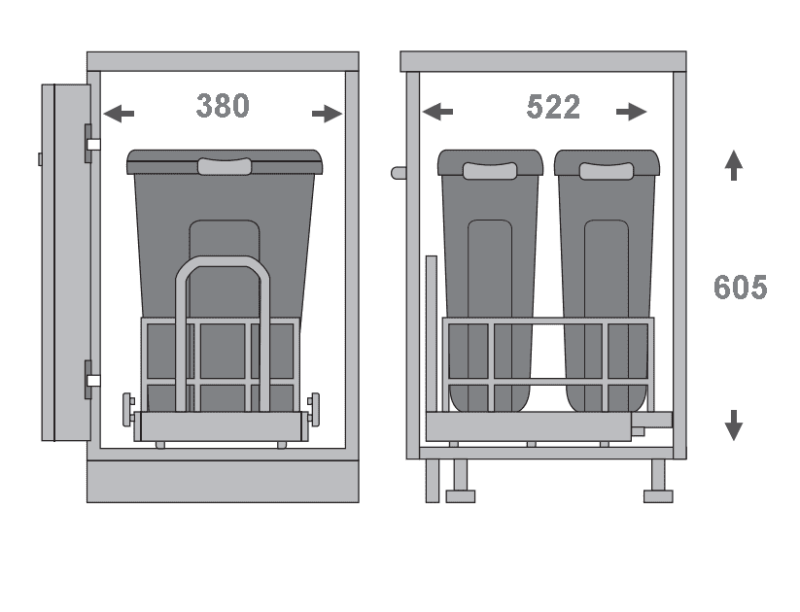 Thùng Rác Đôi Âm Tủ Loại 70 Lít Taura Wrb450 2