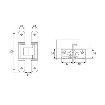 Bản lề chữ thập âm cửa hợp kim kẽm Taura DL-L042 3