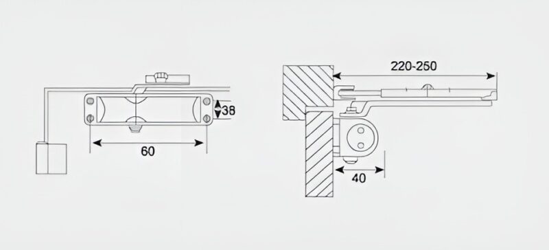 Tay Đẩy Hơi Gắn Nổi Giữ Cửa 90 Độ Taura Dle007 2