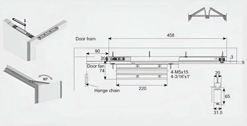Tay Đẩy Hơi Âm Cho Cửa Nặng 65Kg Taura Dle008A 2