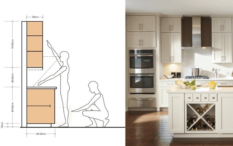 kích thước tủ bếp cho nhà chung cư