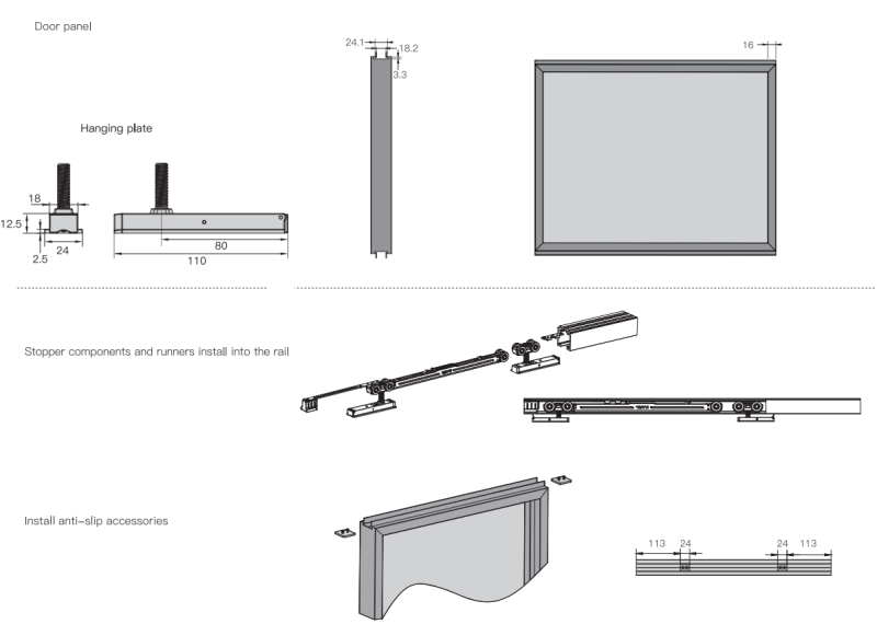 Ảnh Bộ Bánh Xe Cửa Lùa Nhôm Giảm Chấn Tiện Lợi Taura T905C - 9