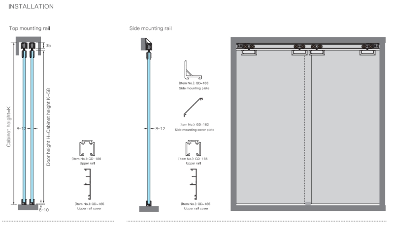 Ảnh Bộ Bánh Xe Cửa Trượt Bas Đục Lỗ Cho Cửa Kính Taura T903D - 9