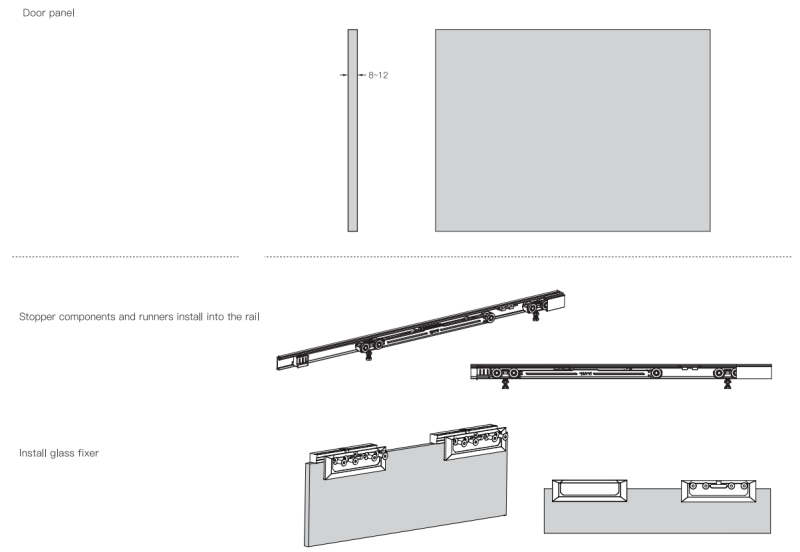 Ảnh Bộ Bánh Xe Giảm Chấn Cho Cửa Trượt Bằng Kính Taura T905E - 9