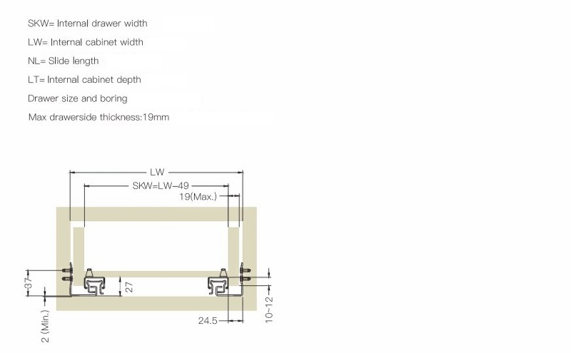 Ảnh Ray Âm Giảm Chấn Ngăn Kéo Tải Trọng Lớn Taura S32-18 - 15