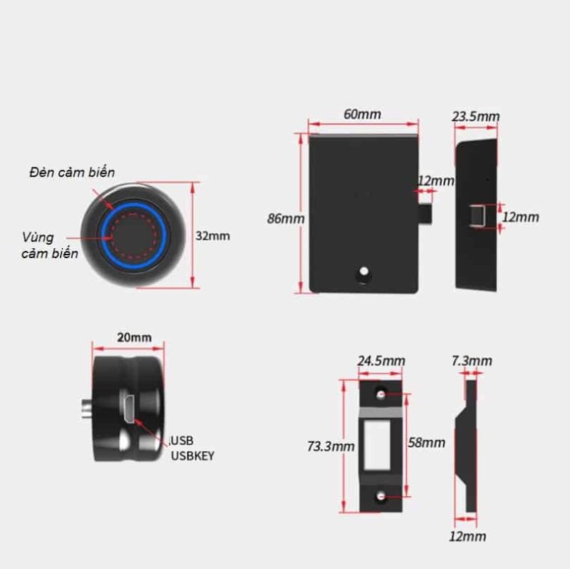Khóa Ngăn Tủ Vân Tay Mini Tiện Dụng Taura Ylf033 2