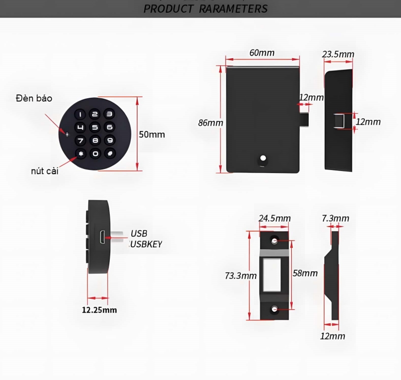 Khóa Tủ Mật Mã Hình Tròn Mini Taura Ylf029