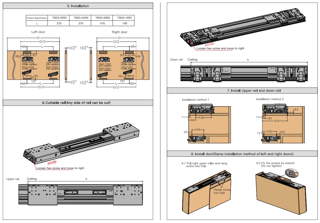 Ảnh Phụ Kiện Cửa Lùa Tủ Bếp Cánh Phẳng T803 - 16