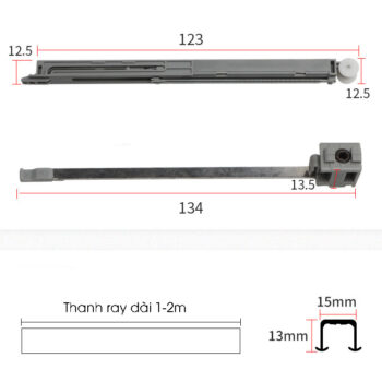 Bánh xe cửa lùa treo tủ áo cánh gỗ giảm chấn 15kg T901A-2