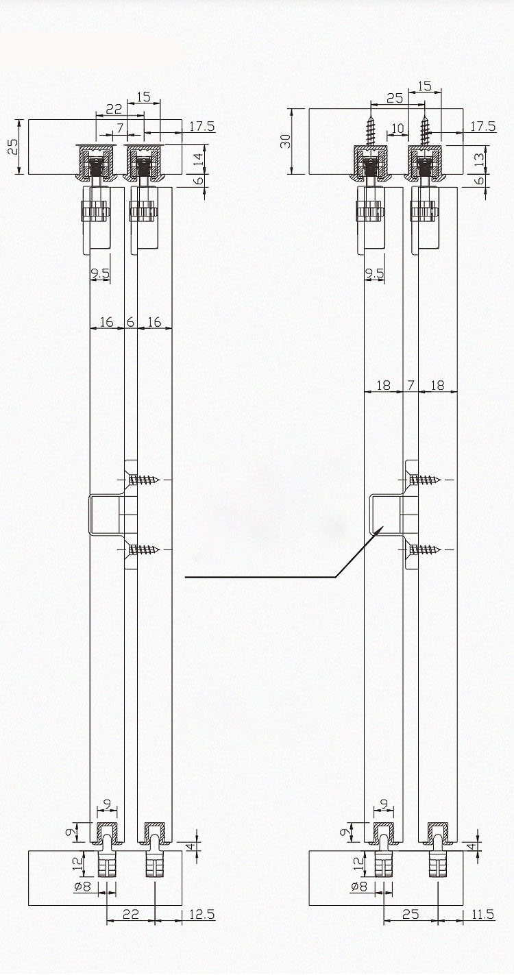 Ray Trên Hợp Kim Nhôm Cho Cửa Lùa Treo Cánh Gỗ 15Kg T901D