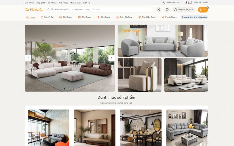 Ảnh Review Cửa Hàng Phụ Kiện Nội Thất Chất Lượng Tại Tp.HCM - 6 Giao Diện Web Cửa Hàng Phụ Kiện Nội Thất Flexsofa