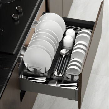 Giá để bát đĩa âm tủ có khay phân chia Taura 92860