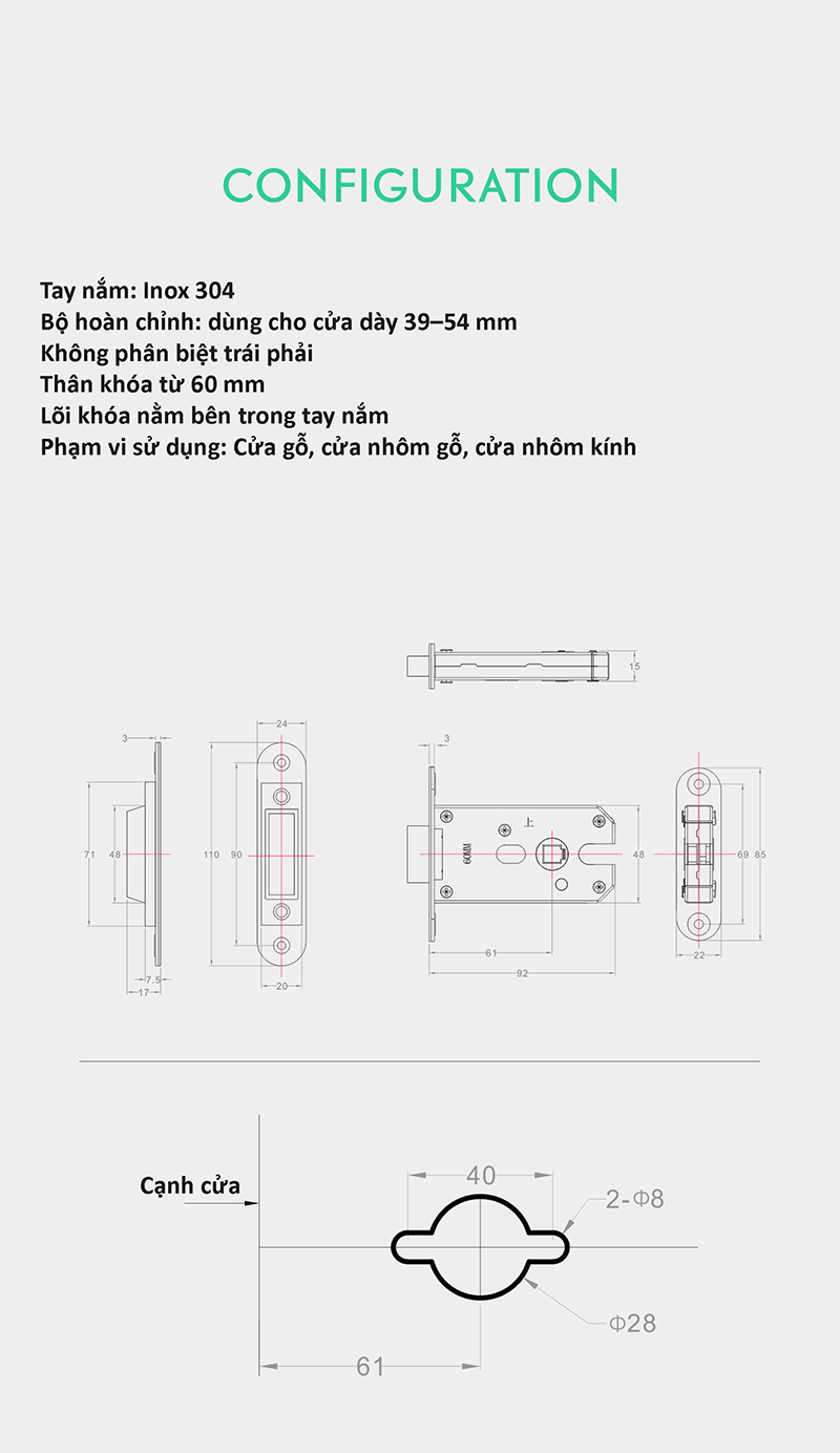 Ảnh Khóa Tay Gạt Tích Hợp Chìa Khóa Ẩn Taura Z8-S270 - 11
