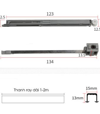 Bánh Xe Cửa Lùa Treo Tủ Áo Cánh Gỗ Giảm Chấn 15Kg T901A-2
