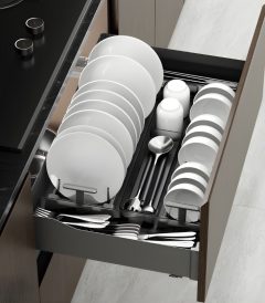 Giá Để Bát Đĩa Âm Tủ Có Khay Phân Chia Taura 92860