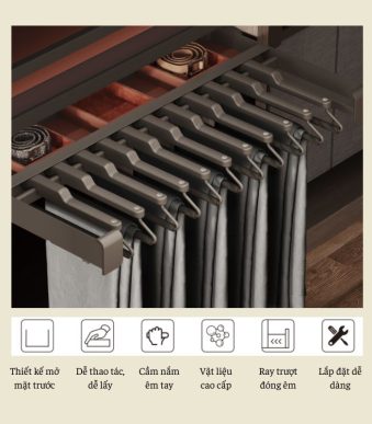 Giá Treo Quần Âu Âm Tủ Cao Cấp Taura 25856 (2)