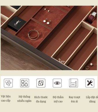 Khay Trang Sức Âm Tủ Bọc Da Nhiều Ngăn Taura 24256