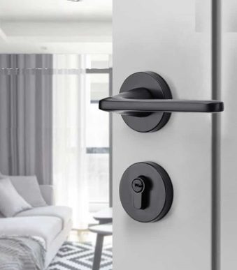 Khoá Cửa Phòng Hợp Kim Tay Gạt Màu Đen Taura A01-218B (1)